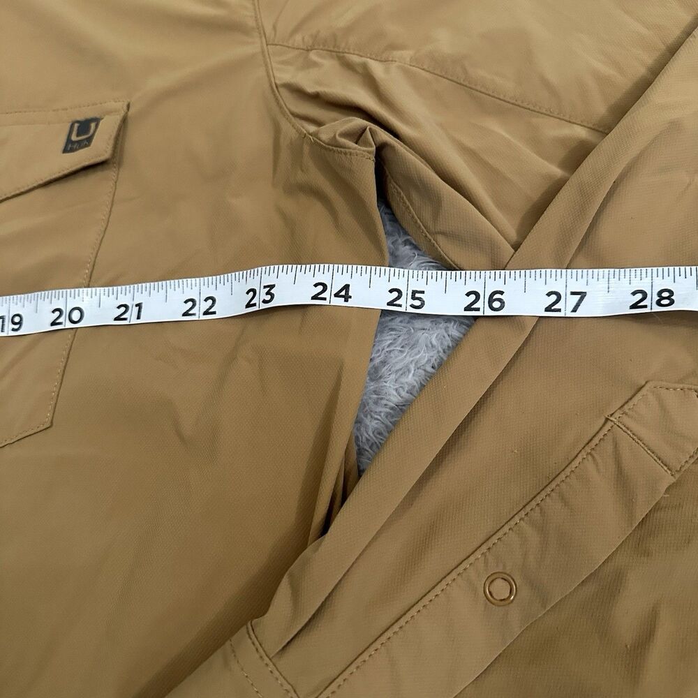 HUK Shirt Mens XL Performance Fishing Vented Snap Up Stretch Nylon In Sand Piper - Picture 6 of 12